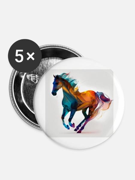 Feuriges Pferd Nr. 13 - Buttons groß 56 mm (5er Pack) - Weiß