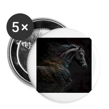 Feuriges Pferd Nr. 6 - Buttons groß 56 mm (5er Pack) - Weiß - Vorne