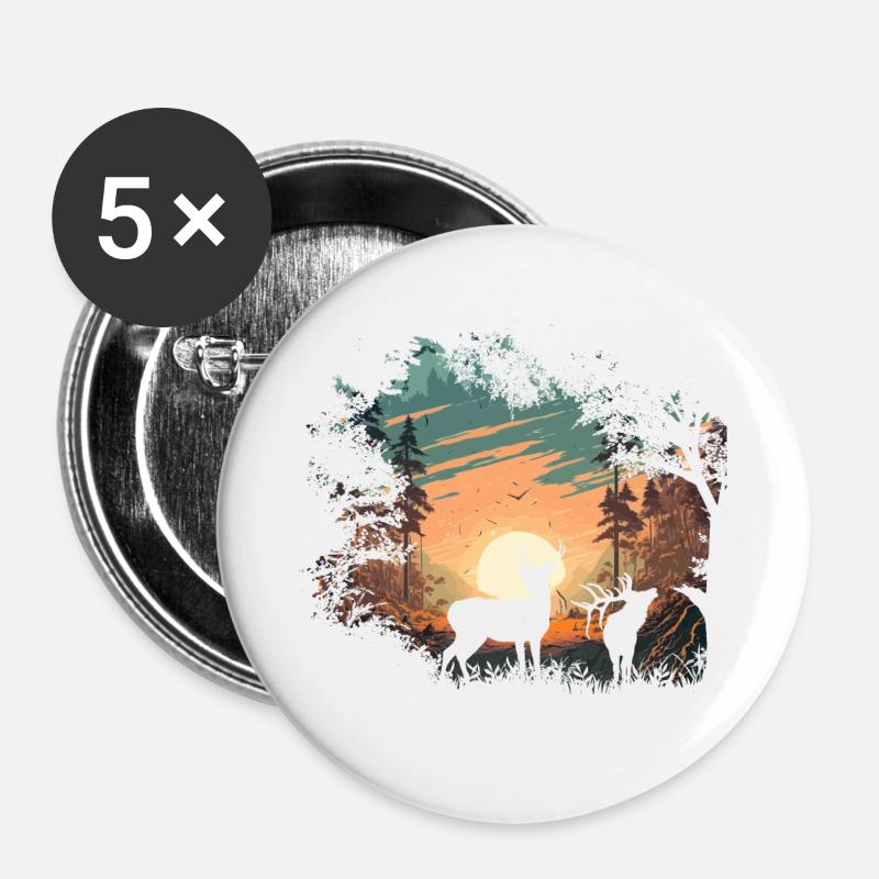 Wildnis - Buttons groß 56 mm (5er Pack) - Weiß