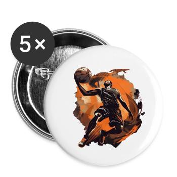 Basket Spieler - Buttons groß 56 mm (5er Pack) - Weiß - Vorne