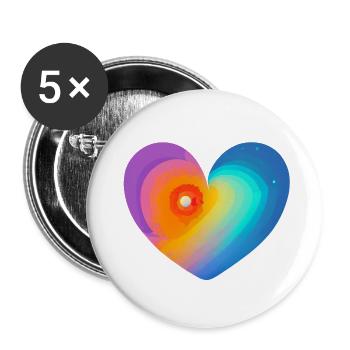 Fête des mères Amour Mariage Fiançailles Saint-Valentin - Lot de 5 grands badges (56 mm) - blanc - Devant