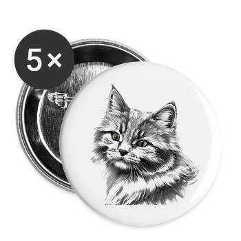Cat Cat Owner Domestic Cat Pet Kitten - Buttons large 2.2''/56 mm (5-pack) - white - Front