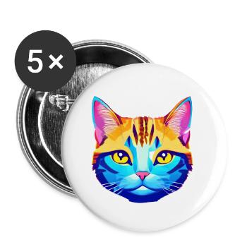 Cat Pet Cat Owner Kitten Domestic Cat - Buttons large 2.2''/56 mm (5-pack) - white - Front
