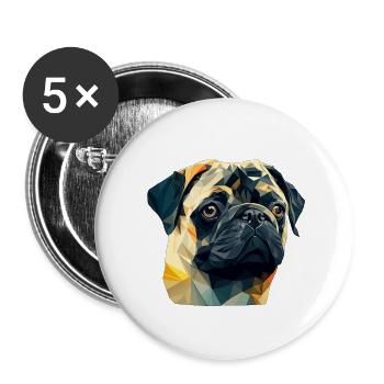 PUG - Buttons groß 56 mm (5er Pack) - Weiß - Vorne