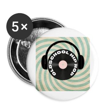 Oldschool Hip Hop - Buttons groß 56 mm (5er Pack) - Weiß - Vorne