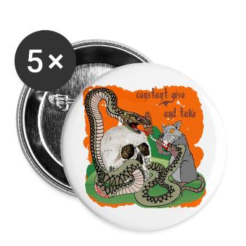 Schlange vs Ratte, Zombie, Comic, Cybus, Untot - Buttons groß 56 mm (5er Pack) - Weiß - Vorne