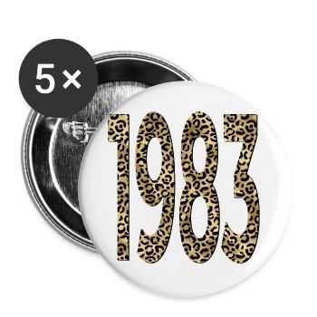 Number 1983 - Leopard Print - Birthday - Buttons large 2.2''/56 mm (5-pack) - white - Front