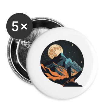 Wanderung im Mondschein Outdoor Motiv - Buttons groß 56 mm (5er Pack) - Weiß - Vorne