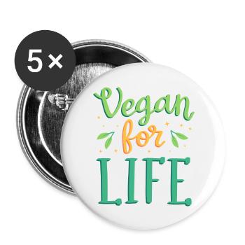 Vegan for life - Buttons large 2.2''/56 mm (5-pack) - white - Front