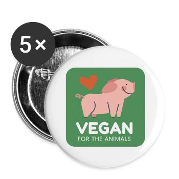 Vegan for animals - Buttons large 2.2''/56 mm (5-pack) - white - Front