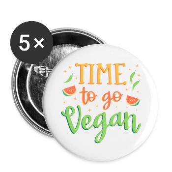It's time to go vegan - Buttons large 2.2''/56 mm (5-pack) - white - Front