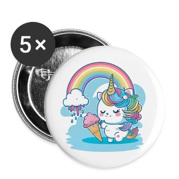 Rainbow unicorn for children - colorful and cheerful - Buttons large 2.2''/56 mm (5-pack) - white - Front