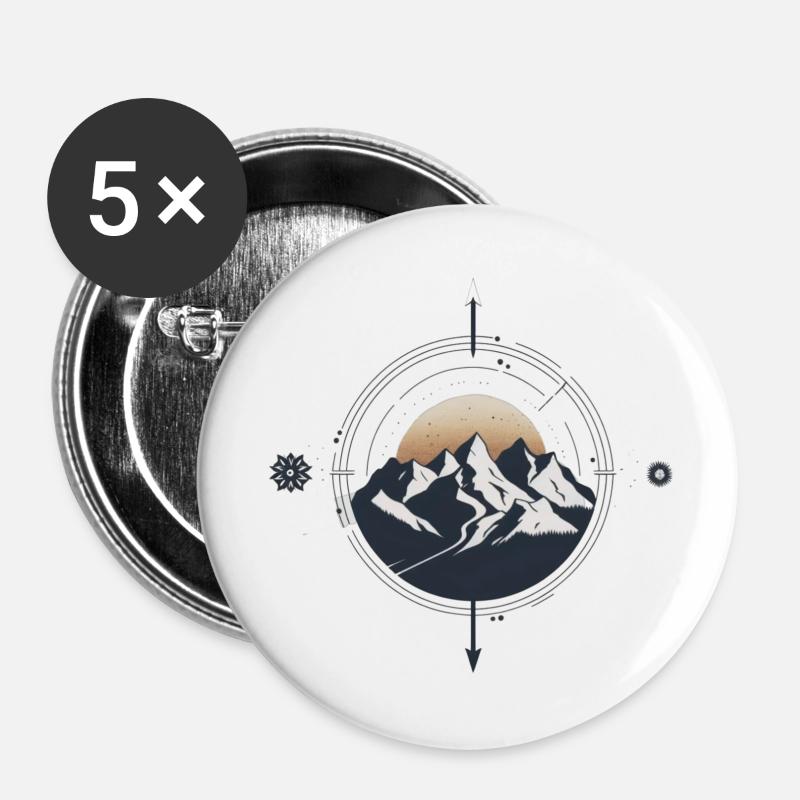 Mountain Compass Hike - Buttons large 2.2''/56 mm (5-pack) - white