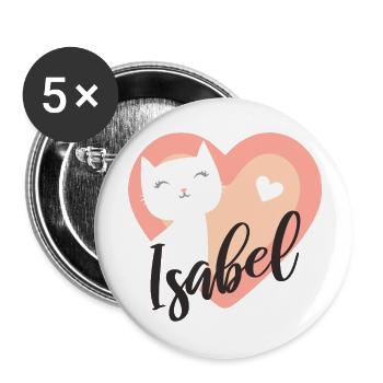 Isabel Surname First Name Kitten - Buttons large 2.2''/56 mm (5-pack) - white - Front