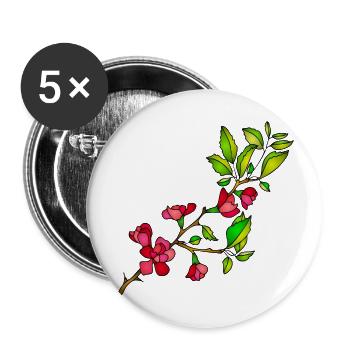 Fleur - Lot de 5 grands badges (56 mm) - blanc - Devant