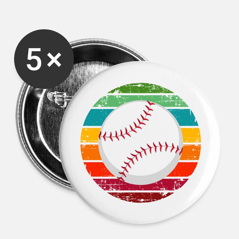 Baseball - Buttons large 2.2''/56 mm (5-pack) - white