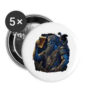 Neptun, Herrscher der Meere mit Bier - Buttons groß 56 mm (5er Pack) - Weiß - Vorne