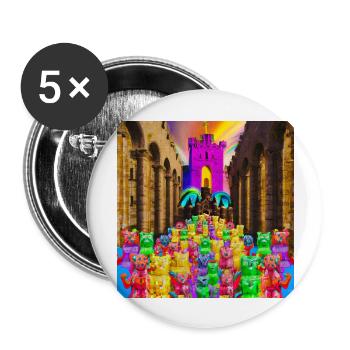 Haribbo Castle Gummibären Burg - Buttons groß 56 mm (5er Pack) - Weiß - Vorne