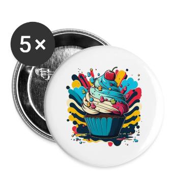 Sweet Cupcake - Buttons large 2.2''/56 mm (5-pack) - white - Front