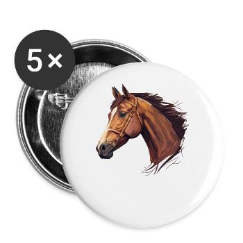 OHNE PFERD OHNE MICH - Buttons groß 56 mm (5er Pack) - Weiß - Vorne