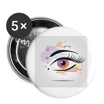 Leuchtendes Auge - Buttons groß 56 mm (5er Pack) - Weiß - Vorne