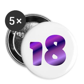 apparel geburtstag, 18 lilatöne farbverlauf - Buttons groß 56 mm (5er Pack) - Weiß - Vorne