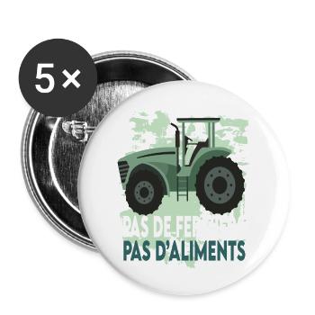 Pas de fermiers pas d'aliments - Lot de 5 grands badges (56 mm) - blanc - Devant