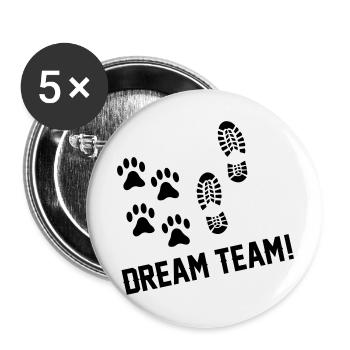 dream team - Buttons groß 56 mm (5er Pack) - Weiß - Vorne