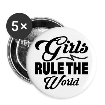 Girls rule the World - Buttons groß 56 mm (5er Pack) - Weiß - Vorne