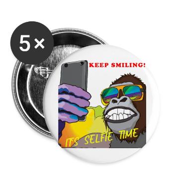 Funny gorilla makes selfie gift - Buttons large 2.2''/56 mm (5-pack) - white - Front