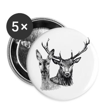 Deer and doe - Buttons large 2.2''/56 mm (5-pack) - white - Front
