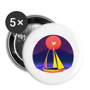 Sailing Sailing Ship Sailing Sailing Sailing Boat - Buttons large 2.2''/56 mm (5-pack) - white - Front