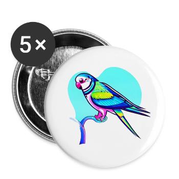 Budgerigar Bird Cockatiel Bird Propriétaire - Lot de 5 grands badges (56 mm) - blanc - Devant