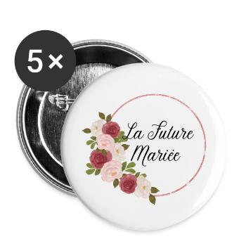La future mariée floral - Lot de 5 grands badges (56 mm) - blanc - Devant