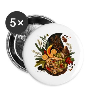Cadeau Vegan Plate - Lot de 5 grands badges (56 mm) - blanc - Devant