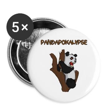 Pandapokalypse - Buttons groß 56 mm (5er Pack) - Weiß - Vorne