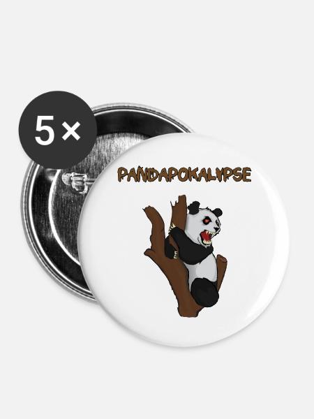 Pandapokalypse - Buttons groß 56 mm (5er Pack) - Weiß