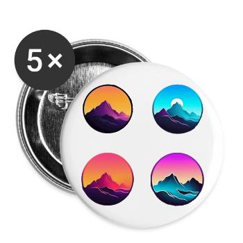 Gebirgslandschaft Geometrische Kunst - Buttons groß 56 mm (5er Pack) - Weiß - Vorne