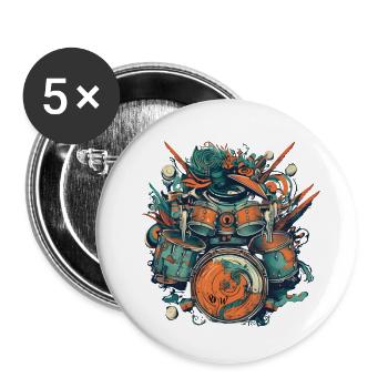 Drums big - Buttons groß 56 mm (5er Pack) - Weiß - Vorne
