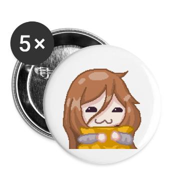 PillowG1rl Emote mit orangenem Kissen - Buttons groß 56 mm (5er Pack) - Weiß - Vorne