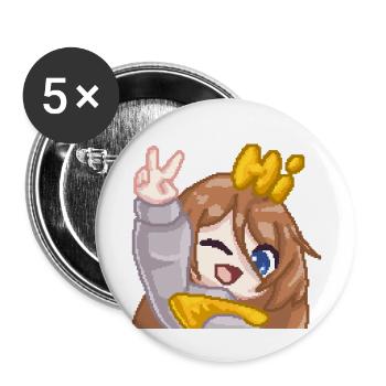 PillowG1rl Emote mit Hi und Peace-Zeichen - Buttons groß 56 mm (5er Pack) - Weiß - Vorne