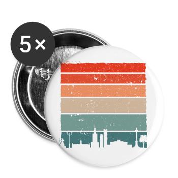 Sunset Skyline T-Shirt mit Farbverlauf - Buttons groß 56 mm (5er Pack) - Weiß - Vorne