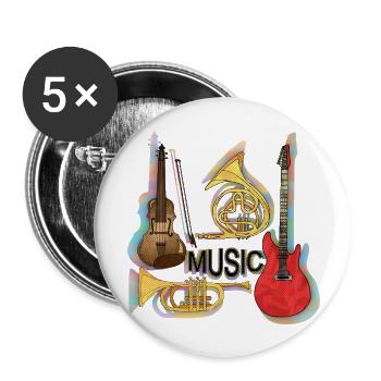 Musikinstrumente - Buttons groß 56 mm (5er Pack) - Weiß - Vorne