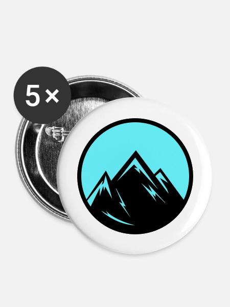 mountains - Buttons groß 56 mm (5er Pack) - Weiß