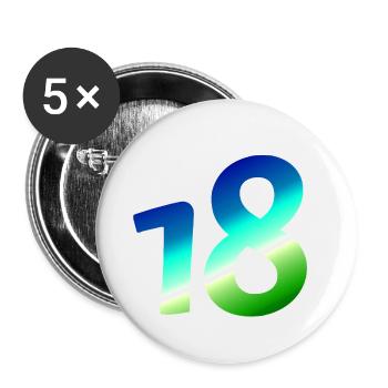 kleidung geburtstag, 18 karibischer Farbverlauf - Buttons groß 56 mm (5er Pack) - Weiß - Vorne