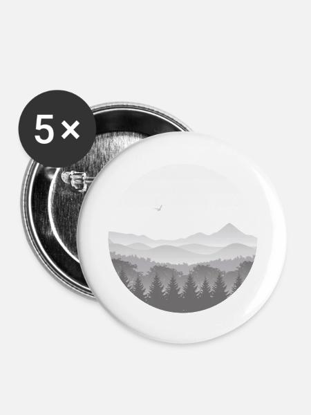 Berge im Nebel - Buttons groß 56 mm (5er Pack) - Weiß