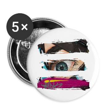 Graffiti style Splash hip hop couleurs peintre couleur - Lot de 5 grands badges (56 mm) - blanc - Devant