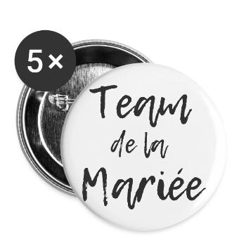 evjf humour team bride de la mariée - Lot de 5 grands badges (56 mm) - blanc - Devant