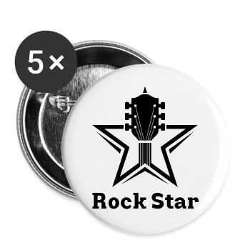 Rock Star - Lot de 5 grands badges (56 mm) - blanc - Devant