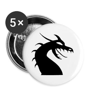 Drachenkopf Silhouette - Buttons groß 56 mm (5er Pack) - Weiß - Vorne